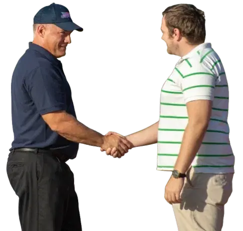 Two people shaking hands representing customer satisfaction